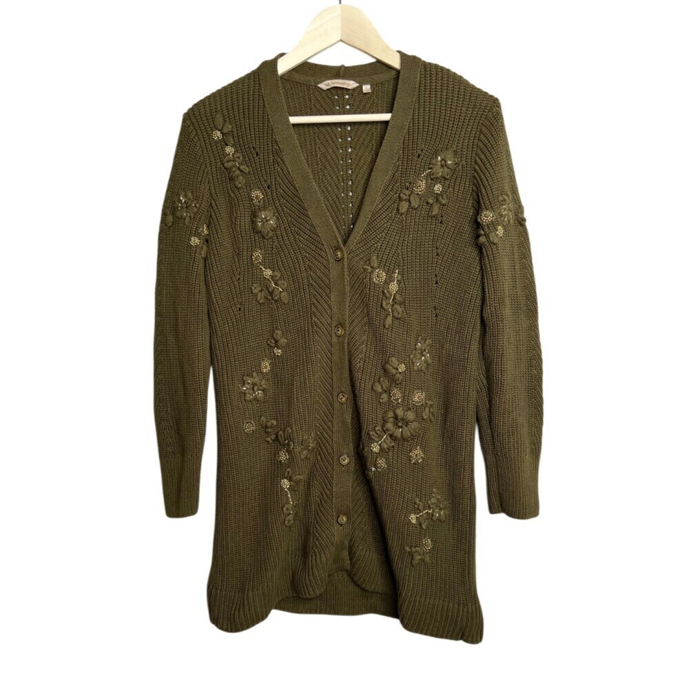 Soft Surroundings Enchanted Forest Floral Embroidered Cardigan Sweater Large - Picture 2 of 9